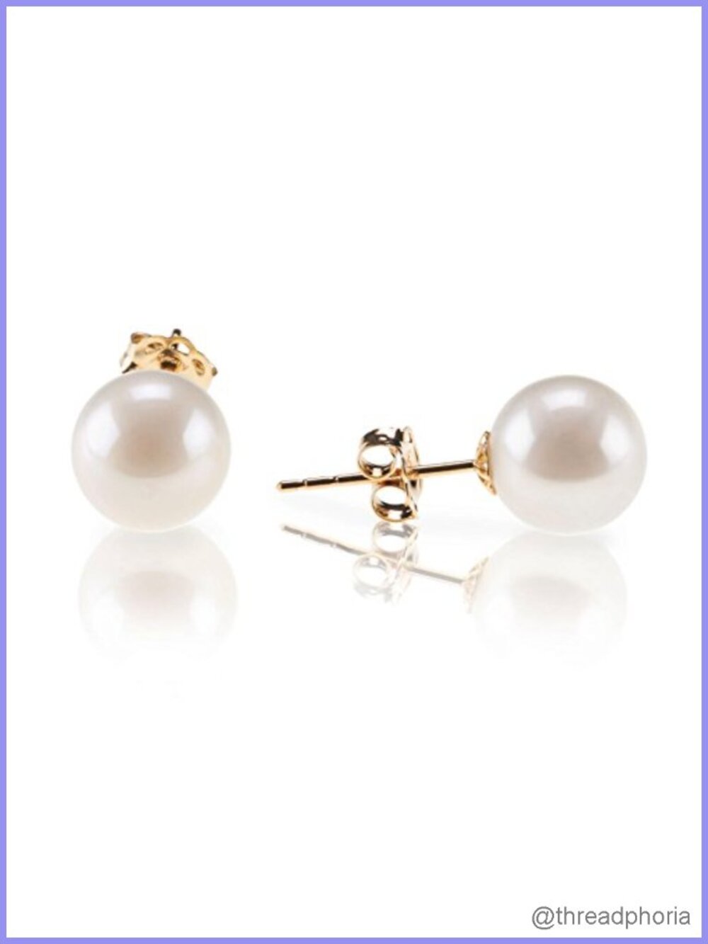 8mm Shell Pearl Stud Earrings 14K Gold Plated 925 Sterling Silver Hypoallergenic